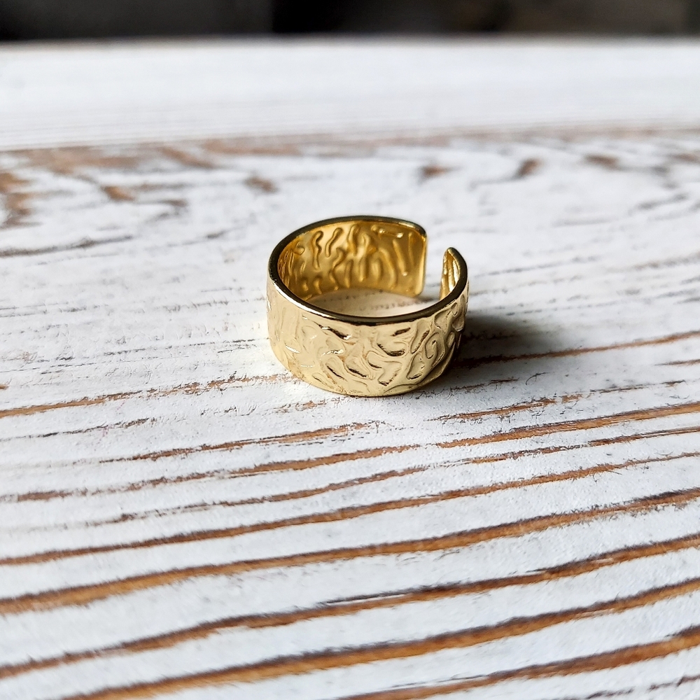 Sterling Silver Golden Wide Ring